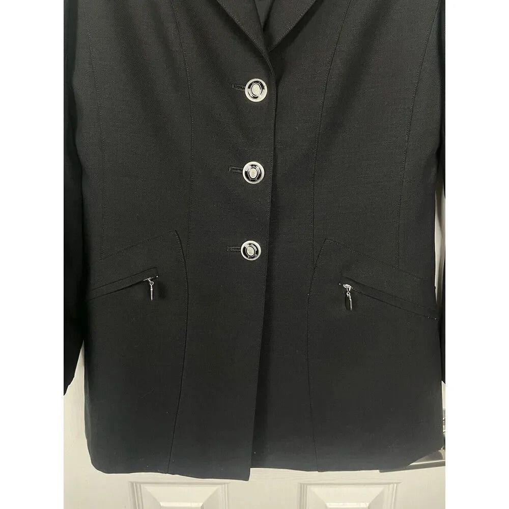 Vintage 90s CARLISLE 100% Wool Jacket Blazer Women’s Size 4 Zippered Pockets - Picture 2 of 9
